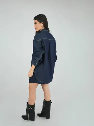 CAMISA OVERSIZED JEANS FEMININA