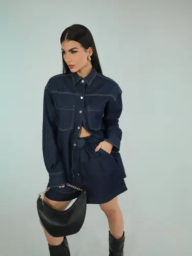 CAMISA OVERSIZED JEANS FEMININA