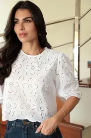 BLUSA LAISE CROPPED  MANGA PRINCESA