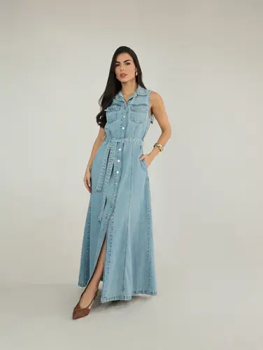 VESTIDO JEANS BOLSOS S/M