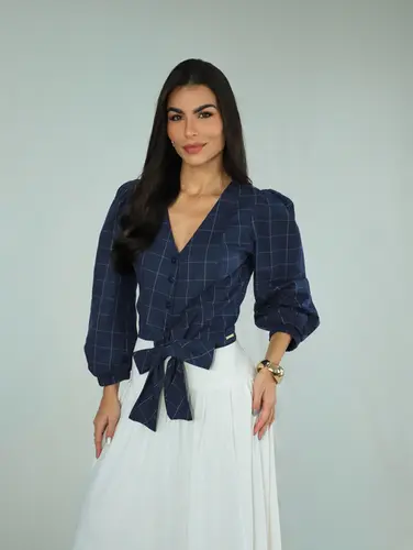 BLUSA LAÇO MAGNA FRANZIDA PUNHO ELASTICO